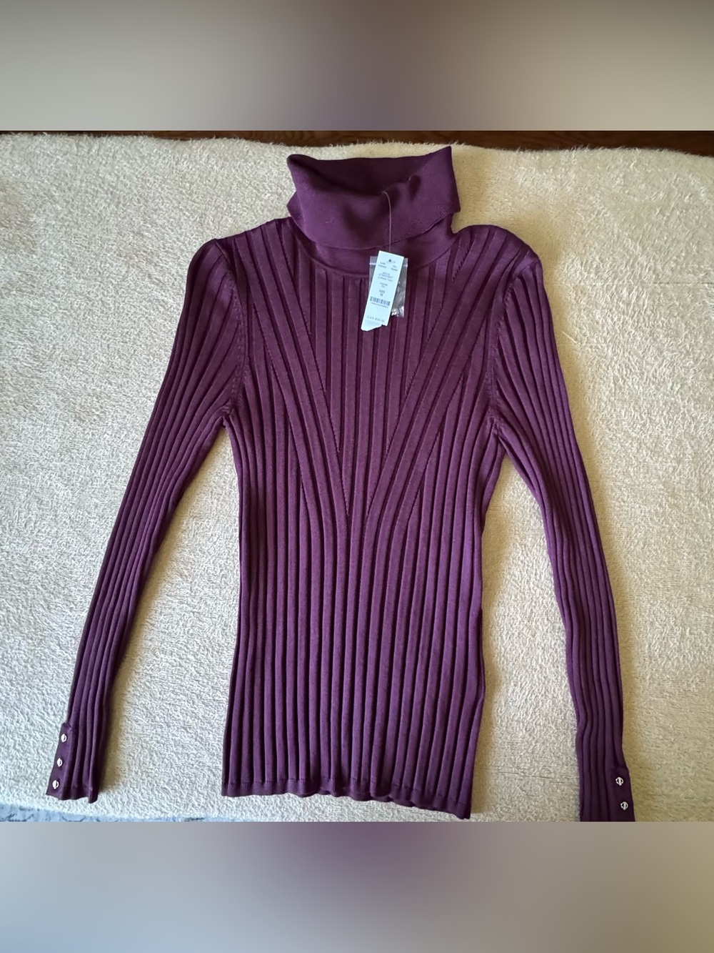 White House Black Market Plum Ribbed Turtleneck Sweater